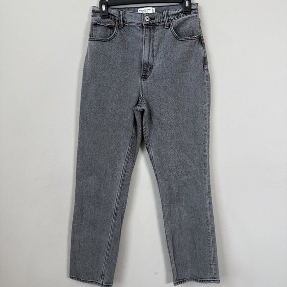 Abercrombie & Fitch Curve Love Ankle Straight High Rise Jeans Women's 4L Black - Picture 4 of 11